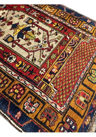 El Dokuma Sıfır Antika Yahyalı Seccade 80x160 Kök Boya Namazlık