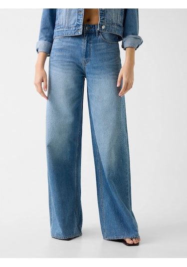 Guess Alba Geniş Paça Kadın Mavi Jeans W6ga26d0970-kepr Mavi