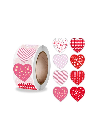 500 Çıkartma - Aşk / Kalp Motifi - Çizgi Film Çok Renkli