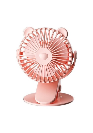 Ruyı Karikatür Usb Şarj Edilebilir Küçük Fan Açık Kamp Sessiz Klip Fan Bebek Arabası Öğrenciler Ofis Mevcut 1004 Pembe
