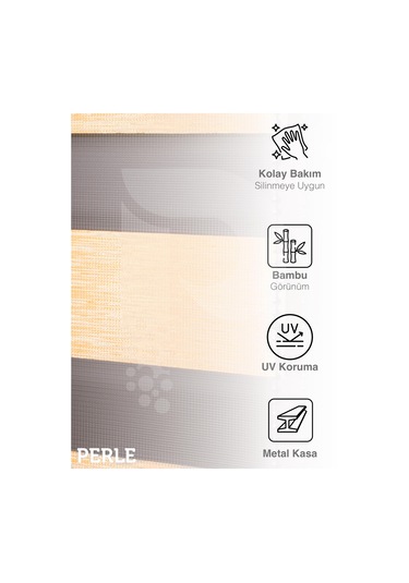 Br Perle Fil Dişi Renk Bambu Stor Zebra Perde Yüksek Kalite Alüminyum Kasa Fildişi