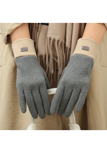 Cbtx Dokunmatik Özellikli Şık Mode Kadife Sıcak Soğuk Dayanıklı Kadın Eldiven Mavi