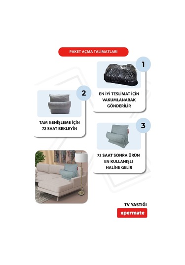 Xpermate Yükseklik Ayarlı Tv Yastığı Bel Destek Yastığı Mavi