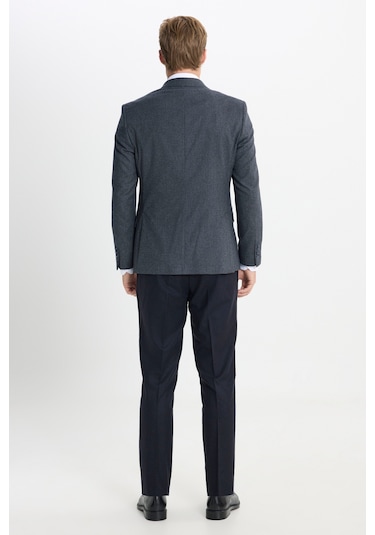 Ac&Co / Altınyıldız Classics Erkek Antrasıt Slim Fit Dar Kesim Mono Yaka Kaz Ayağı Desenli Kapak Cepli Yelekli Takım Elbise Antrasıt Antrasit