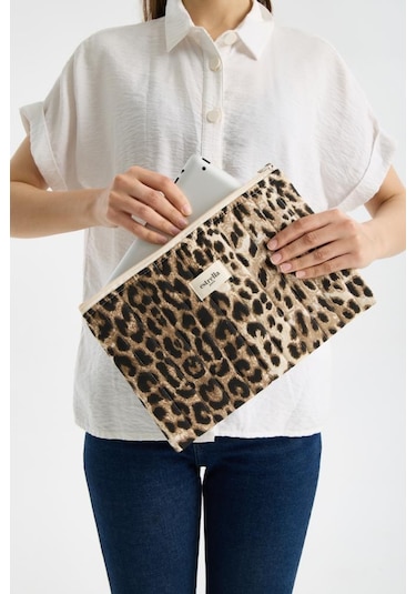 Estrella Paris Nobel Tablet Çantası Kılıfı Leopar 11 İnç 31 X 21 Cm