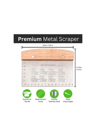 Vkemall Fırıncı Kaliteli Paslanmaz Çelik Hamur Kesici - Pasta, Pizza Ve Tava İçin Mutfak Aleti, Ticari Seviye Tezgah Silici Ve Kırıcı Gümüş