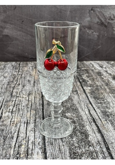 6 Lı Kristal Cam Kiraz Kahve Yanı Bardağı Kokteyl Meşrubat Bardak