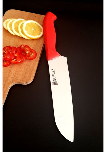 Red Santoku Şef Bıçağı Mutfak Bıçağı Çok Amaçlı Kırmızı
