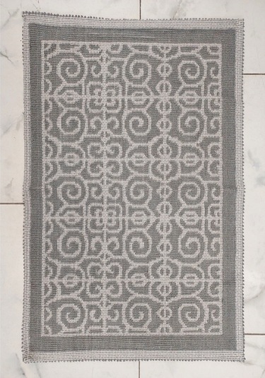 2 Adet Pamuklu Bukle Lüks Kilim 80x125 -spiral Gri Gri