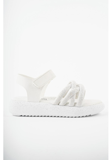 Muggo Jazz Garantili Günlük Ortopedik Hafif Taban Örgü Detaylı Cırtlı Kız Çocuk Sandalet Beyaz Muggo Jazz Garantili Günlük Ortopedik Hafif Taban Örgü Detaylı Cırtlı Kız Çocuk Sandalet Beyaz