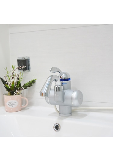 Sıcak Musluk Ani Su Isıtıcı Termal Şofben Musluk Asg-3s Gümüş Gri