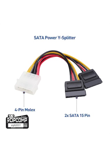Ropcomp 4-pin Molex Erkek - 15-pin Sata Güç Dönüştürücü Ve Çoklayıcı Kablo