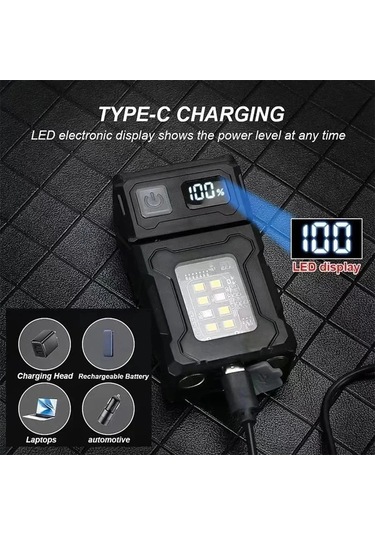 Açık Yüksek Parlaklık Küçük Çelik Tabanca Gece Lambası Çift Işık Siyah