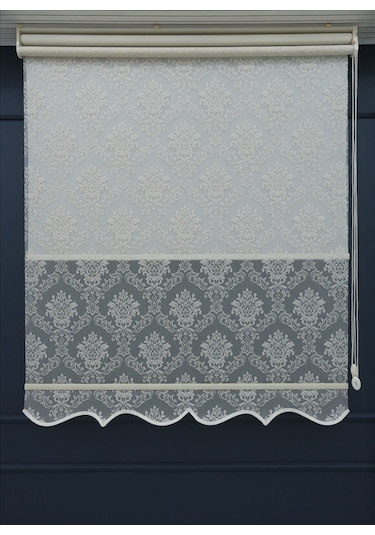 Çift Mekanizmalı Tül+stor Güneşlik Perde Çiftli Sistem - 2 Perde Tek Ürün Ekru1