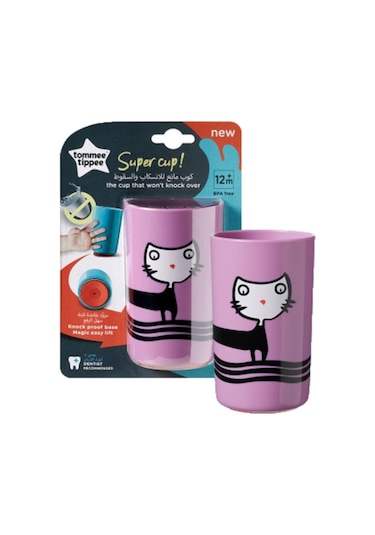 Tommee Tippee Devrilmez Süper Bardak 300 ML Lila- Kedili Lila