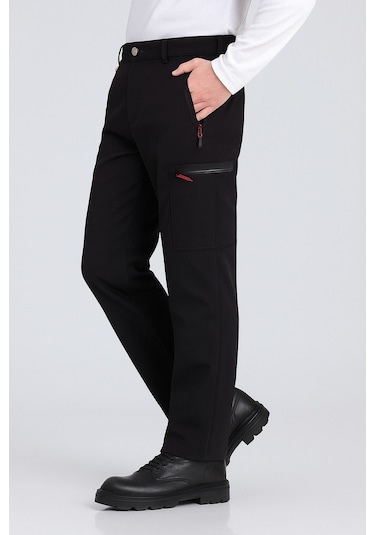 Erkek Suya Ve Rüzgara Dayanıklı Softshell Outdoor Pantolon Siyah