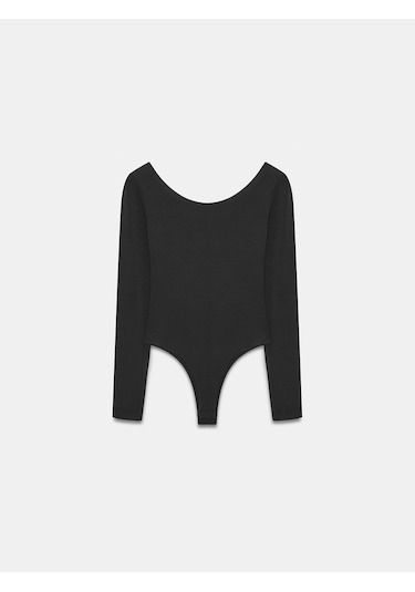 Dilvin 32776 Oval Yaka Bodysuit-siyah