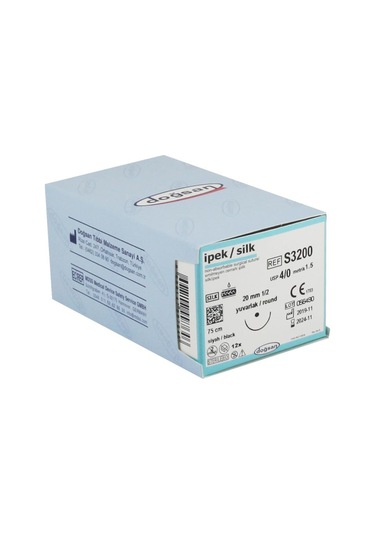 Doğsan 4 / 0 20 MM Yuvarlak 1 / 2 75 CM İpek İplik 12 'li Kutu