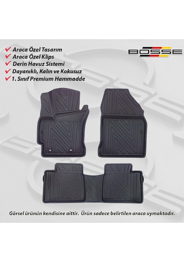 Toyota Corolla Paspas Araca Özel 2013 2018 BOSSE 3D Havuzlu Oto Paspas
