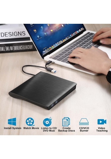 Sones Bt638 Dizüstü Bilgisayar Masaüstü Harici Usb 3.0 Taşınabilir Cd Çalar Cd-rw Optik Sürücü Yazıcı
