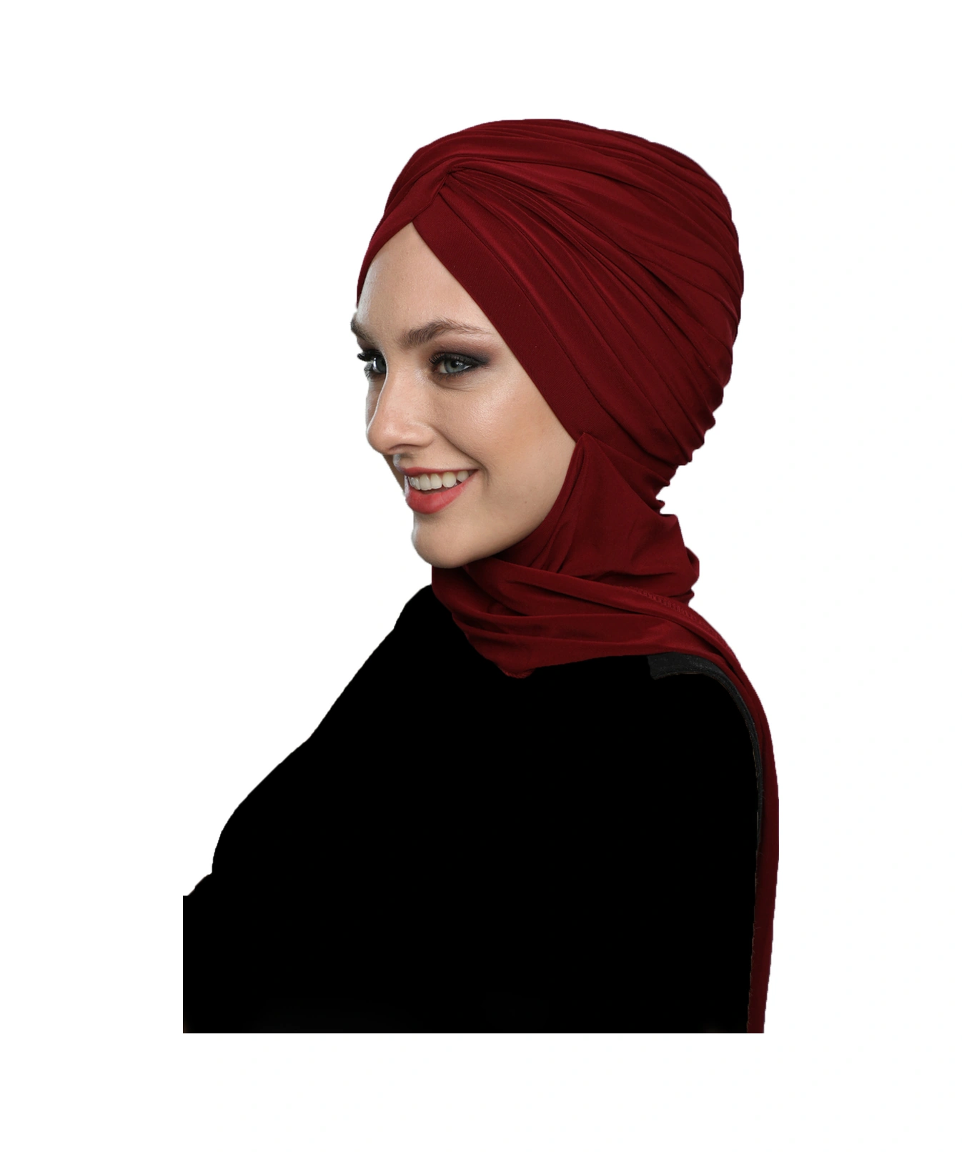 Çapraz W Atkılı Bordo Hazır Türban Tesettür Bone Bordo