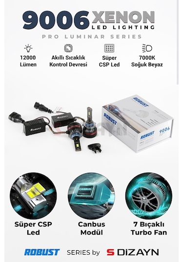 S-dizayn Pro Luminar Led Xenon 9006 / 60w / 12000lm / 7000k A+ Kalite