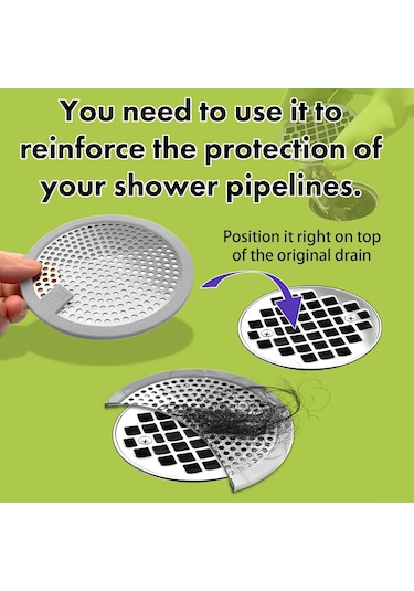 Tenfowee Pratik Duş Teli Toplayıcı - 2'li Paket, 11.5 Cm, Saç Tutucu Ve Tıkanma Önleyici Gri