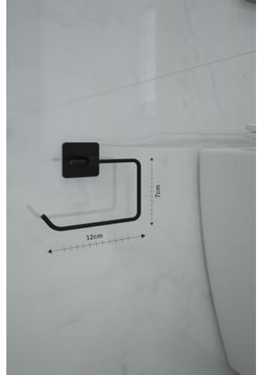 Banyo Yapışkanlı Siyah Kare Topuz Havluluk Ve Kare Tuvalet Kağıtlık Kare Peçetelik Seti Düzenleyici Siyah