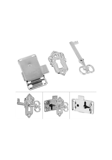 Geeroyoo Retro Stilleri Beyaz Nikel Kilit Seti - Çekmeceler Ve Dolaplar İçin Esnek Kullanim, 3 Parça Tam Set Diğer