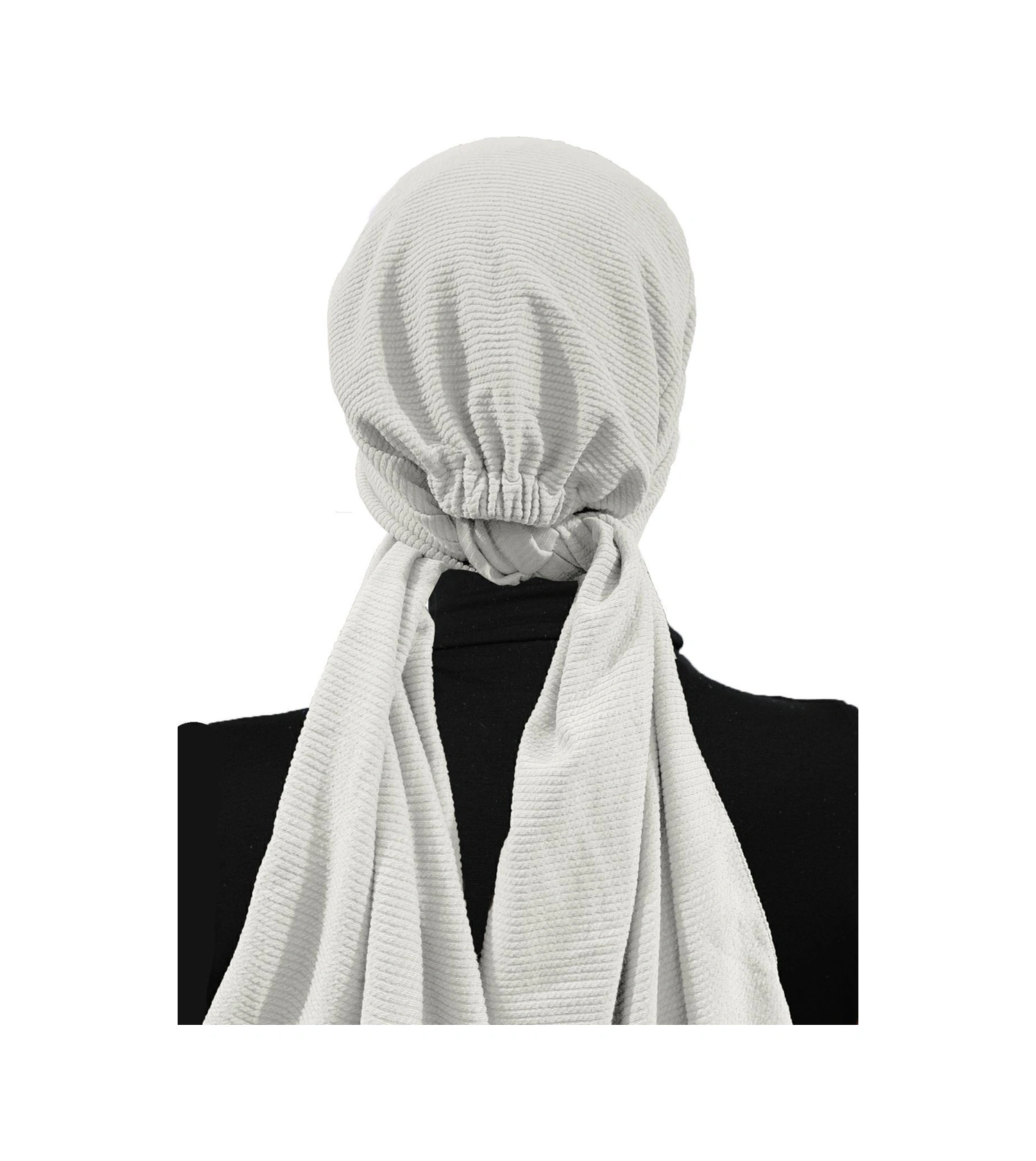 Fitilli Penye Bağlama Krem Hazır Türban Tesettür Bone Krem