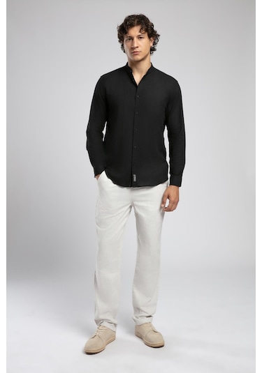 Lee Cooper Julsa Erkek Uzun Kol Dokuma Gömlek-19760 Siyah