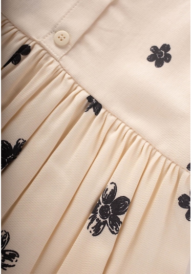 Cigit Papatya Desenli Elbise 2-8 Yaş Siyah Papatya Desen Siyah