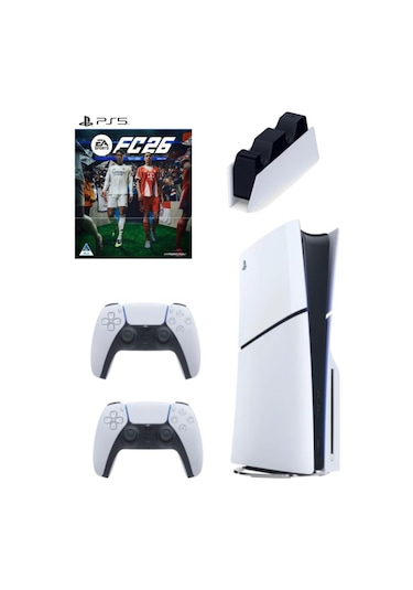 Playstation 5 1 TB CD'Li + 2 Dualsense + PS5 FC26 Oyun CD Türkçe + Şarj İstasyonu