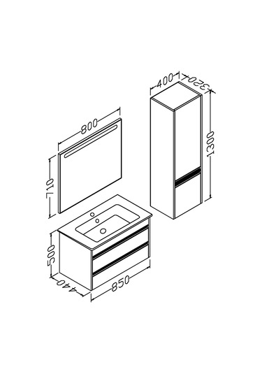 Levante 85 Cm Siyah Lavabolu Banyo Dolabi (Boy Dolap Dahil) Çok Renkli