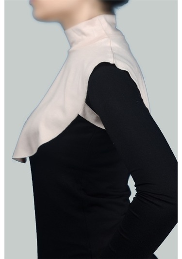 Altobeh Düz Balıkçı Yaka Boğazlı Penye Tesettür Kadın Yakalık Boyunluk - Bej