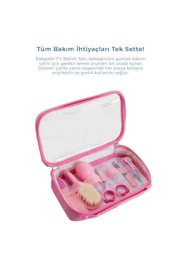 Babyjem Çantalı Bebek Bakım Bakım Seti 7 Parça Pembe