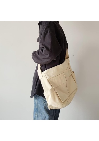 Kadınlar İçin Tuval Çapraz Çanta, Tuval Omuz Çantaları Estetik Haberci Çantası Y2k Satchel Çanta Hobo Tote Çanta Okul Seyahat Günlük Günlük Beyaz A344 Beyaz