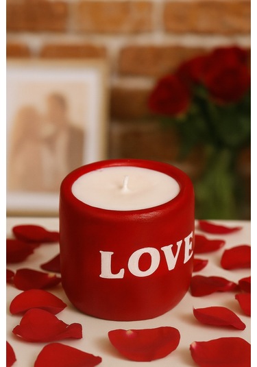 Dekoratif Kokulu Mum Love Kirmızı