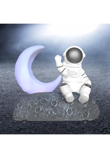 Homyl Ay Işığı Astronot Bluetooth Hoparlör Gümüş-grisi