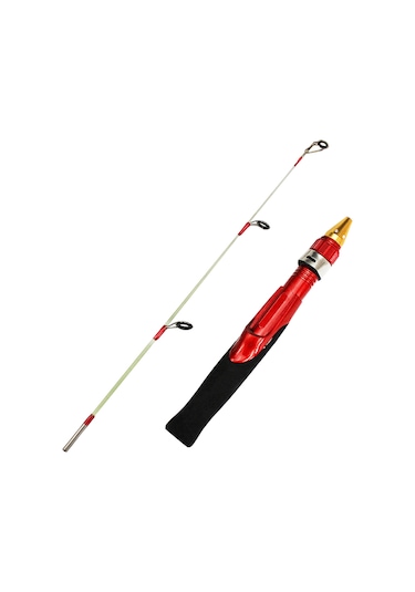 Lemestar Kırmızı Cam Elyaf 50cm Buz Balıkçılığı Kamışı, Dürtüye Dayanıklı, Kaymazsız Tutamaklı, Taşınması Kolay, Deniz Ve Tatlı Su Uygun