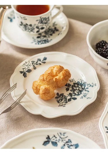 Roomi Desenli Seramik Düz Tabak 19 Cm 193352146 Beyaz