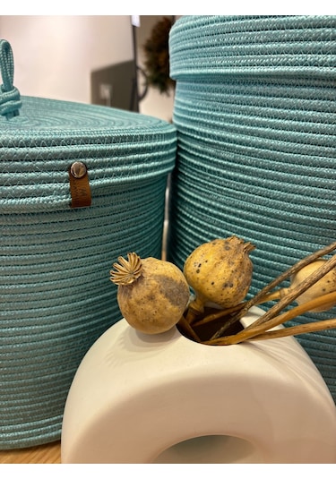 Victor Çok Amaçlı Düzenleyici Kapaklı 3'lü Sepet,kapaklı Kirli Çamaşır Sepeti, Kapaklı Organizer Mavi