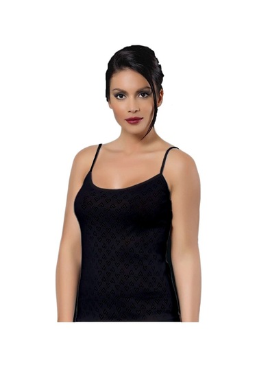 %100 Pamuk İp Askılı Transfer Atlet Siyah 6'lı Paket 1303 Siyah