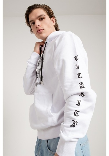 Jahr Marc Dragon Baskılı Beyaz Oversize Erkek Sweatshirt Beyaz