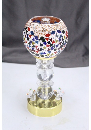 Kristal Taşlı Masa Abajuru Gece Lambası Yatak Başı Lambası Çok Renkli