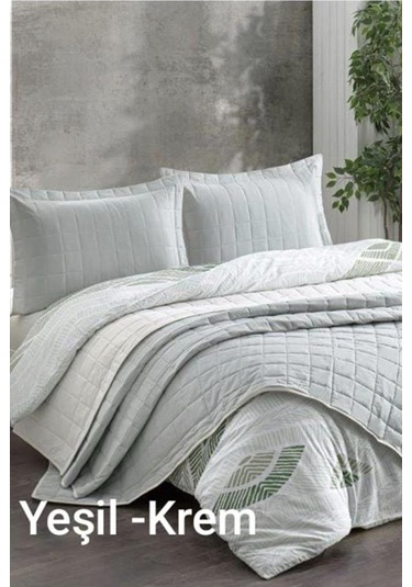 Kristal Casual 7 Parça Çift Taraflı Gelin Seti Açık Yeşil - Krem Yeşil - Krem