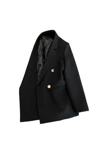 İlkbahar Sonbahar Takım Elbise Ceket Yaka Uzun Kollu Çift Sıralı Takım Elbise Ceket İle Siyah İlkbahar Sonbahar Takım Elbise Ceket Yaka Uzun Kollu Çift Sıralı Takım Elbise Ceket İle Siyah