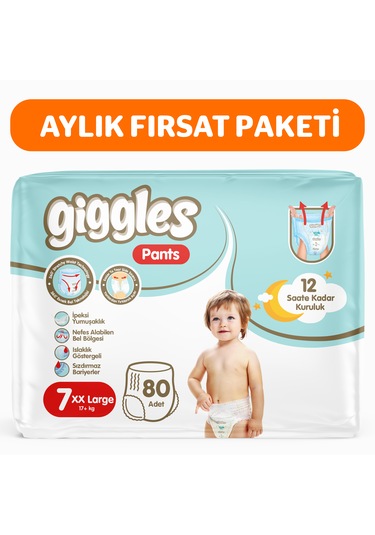 Giggles Pants Külotlu Bebek Bezi 7 Numara Xxlarge 80 Adet