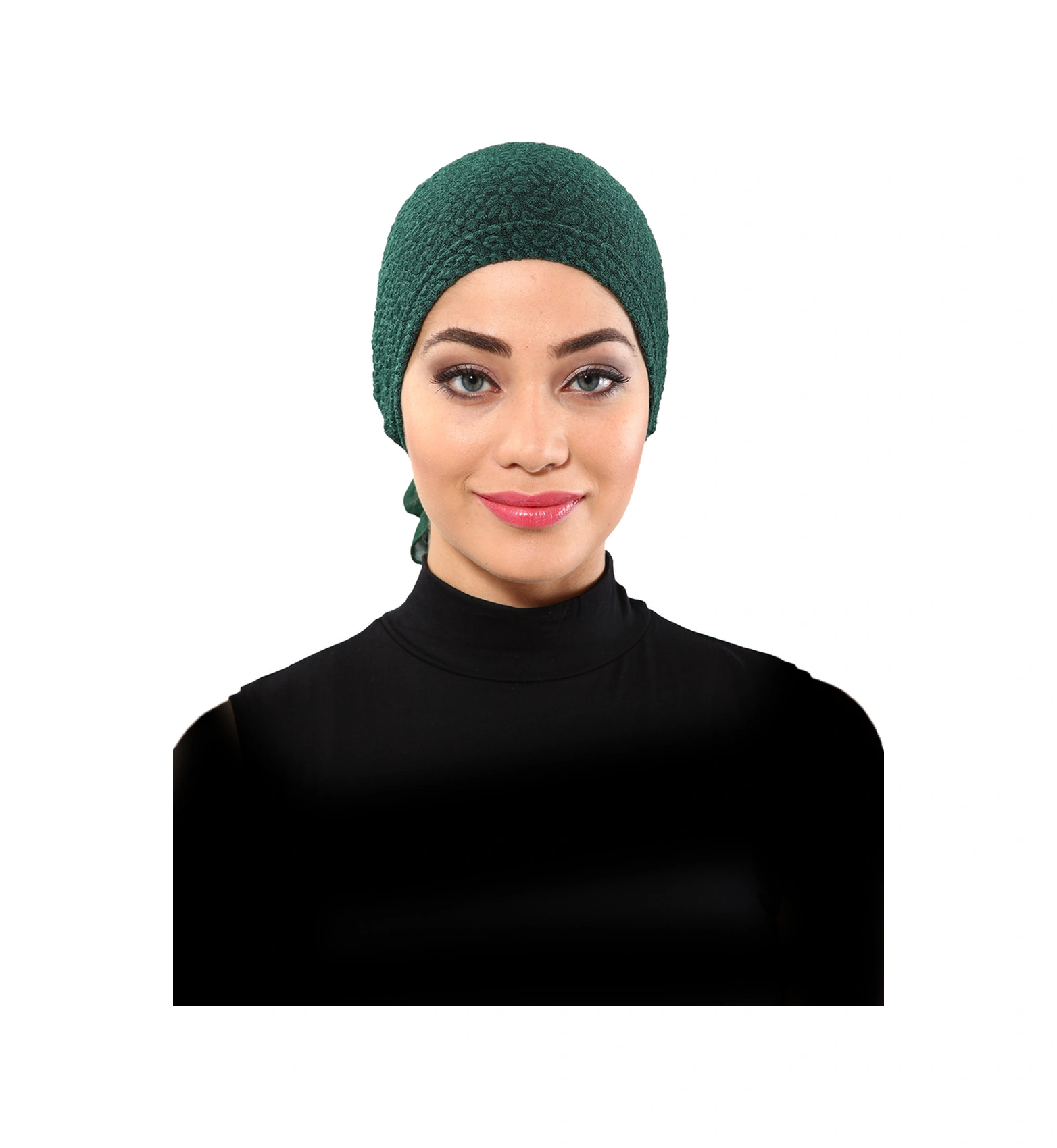 Brokar Tüllü Yeşil Hazır Türban Tesettür Bone Hürrem