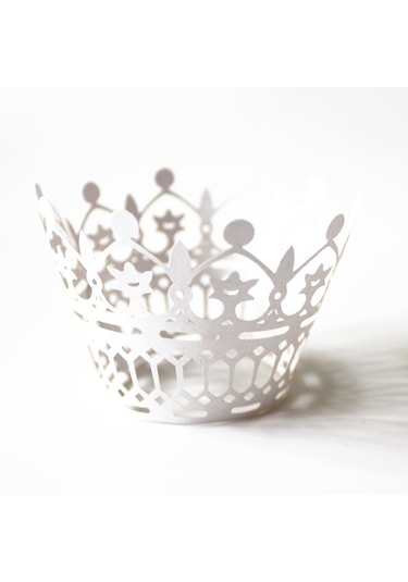 Suntek 50 Adet Lazer Kesim Taç Tema Cupcake Sarmalayıcılar